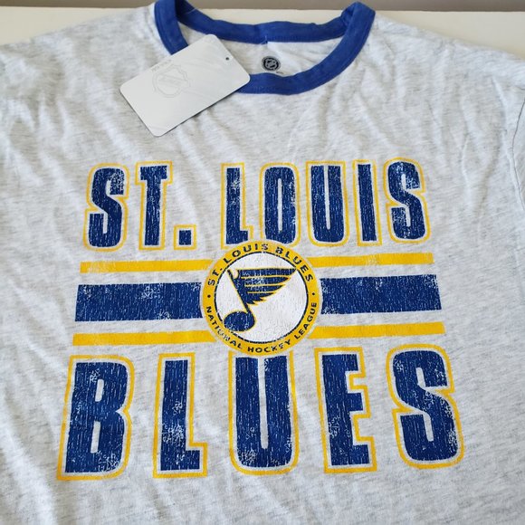 St Louis Blues T-Shirt Tee Mens Large Heathered Light Gray NHL Big Logo NWT - Picture 3 of 13